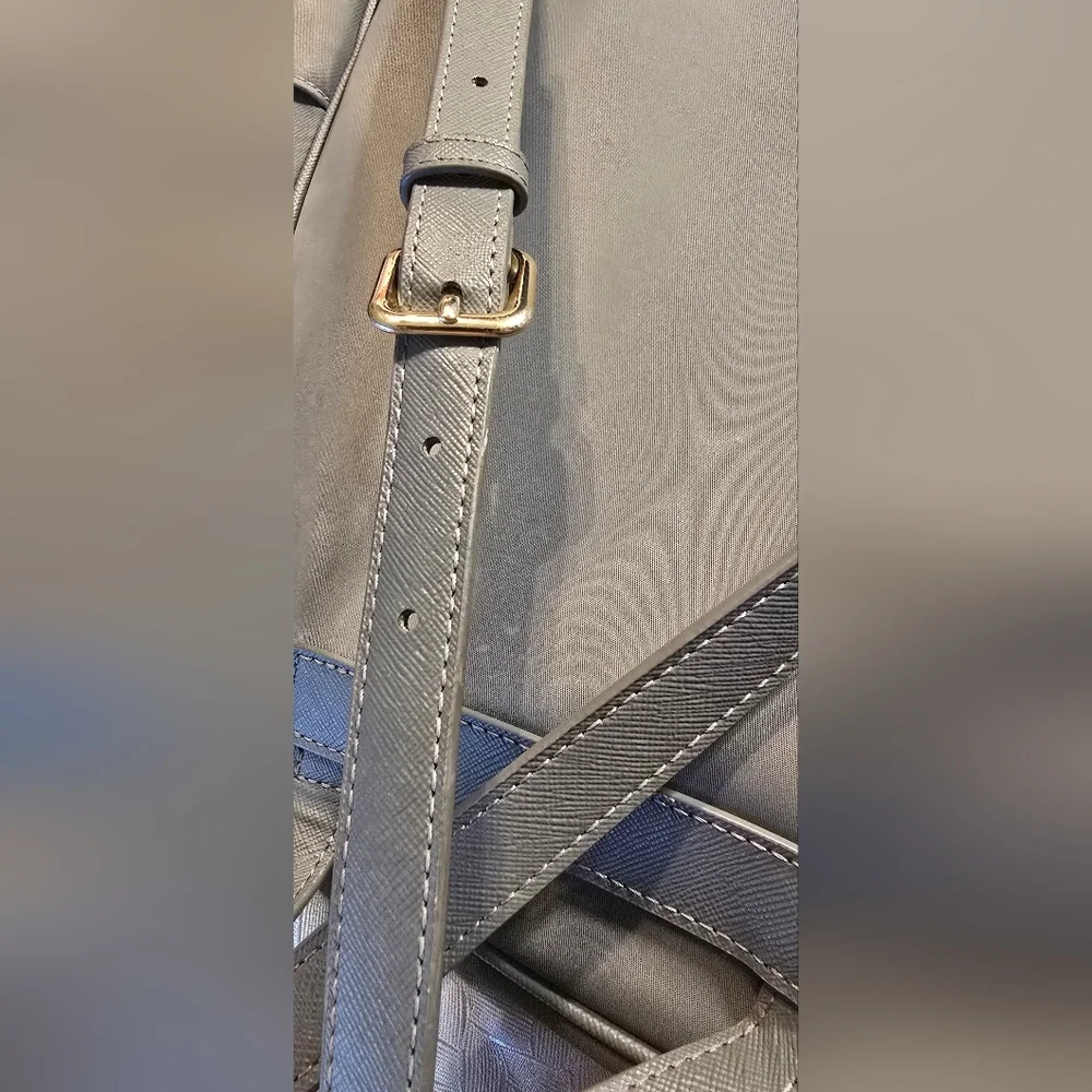 Kate Spade Grey Leather Backpack Gold Hardware Pebbled Mini Bag Purse